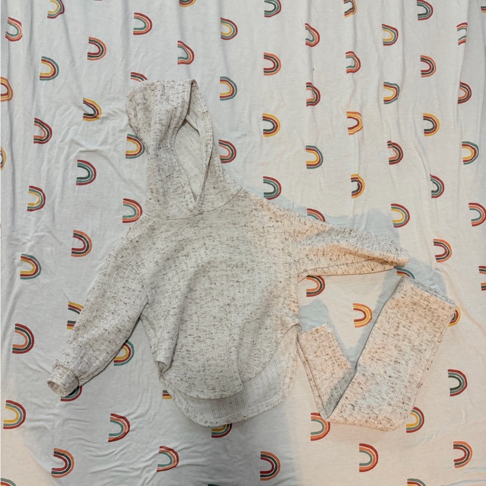 SHEIN Speckled Cream Kids Hoodie Set